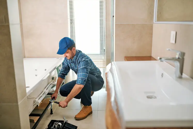 Idraulico professionista al lavoro